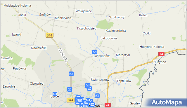 mapa Dziekanów, Dziekanów na mapie Targeo