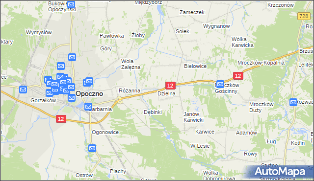 mapa Dzielna gmina Opoczno, Dzielna gmina Opoczno na mapie Targeo