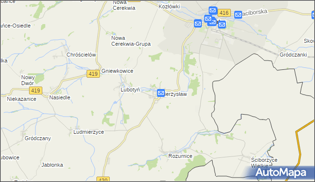 mapa Dzierżysław gmina Kietrz, Dzierżysław gmina Kietrz na mapie Targeo