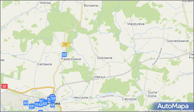 mapa Dzikowice, Dzikowice na mapie Targeo