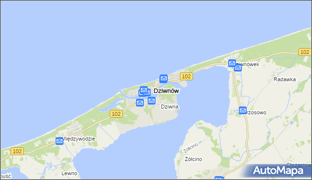 mapa Dziwnów, Dziwnów na mapie Targeo