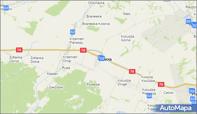 mapa Dzwola, Dzwola na mapie Targeo
