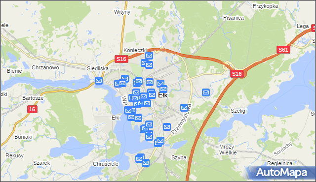 mapa Ełku, Ełk na mapie Targeo