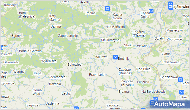 mapa Falkowa, Falkowa na mapie Targeo
