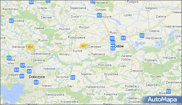 mapa Fałkowice gmina Gdów, Fałkowice gmina Gdów na mapie Targeo