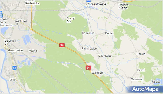 mapa Falmirowice, Falmirowice na mapie Targeo