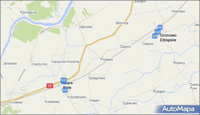 mapa Fiszewo gmina Gronowo Elbląskie, Fiszewo gmina Gronowo Elbląskie na mapie Targeo