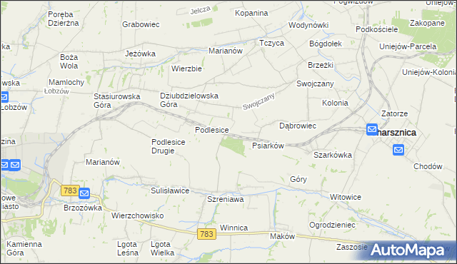 mapa Gajówka gmina Charsznica, Gajówka gmina Charsznica na mapie Targeo
