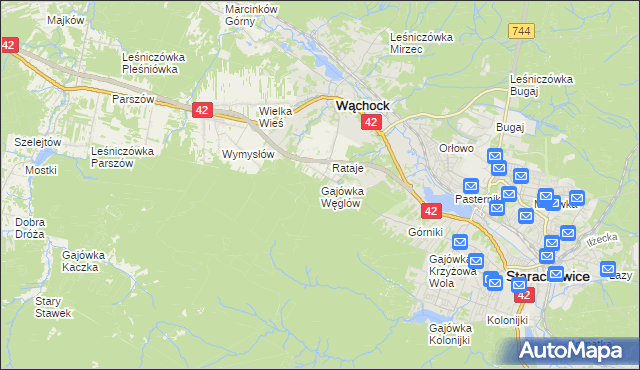 mapa Gajówka Węglów, Gajówka Węglów na mapie Targeo