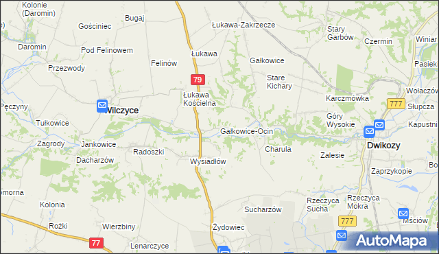mapa Gałkowice-Ocin, Gałkowice-Ocin na mapie Targeo