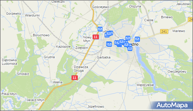 mapa Garbatka gmina Rogoźno, Garbatka gmina Rogoźno na mapie Targeo
