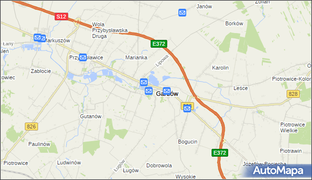 mapa Garbów powiat lubelski, Garbów powiat lubelski na mapie Targeo