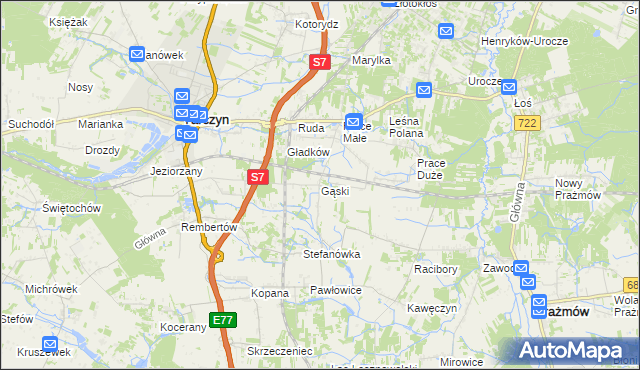 mapa Gąski gmina Tarczyn, Gąski gmina Tarczyn na mapie Targeo
