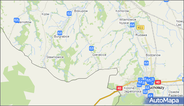 mapa Gierałcice gmina Głuchołazy, Gierałcice gmina Głuchołazy na mapie Targeo