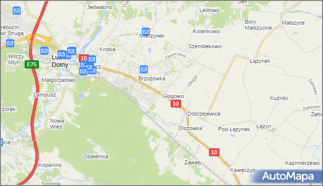 mapa Głogowo, Głogowo na mapie Targeo
