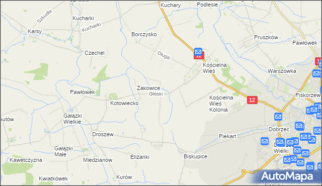 mapa Głóski, Głóski na mapie Targeo