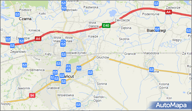 mapa Głuchów gmina Łańcut, Głuchów gmina Łańcut na mapie Targeo