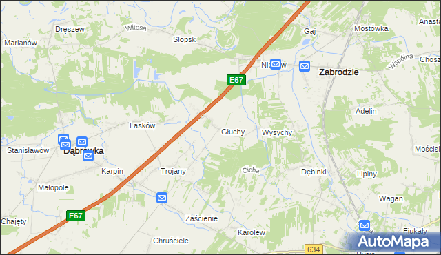mapa Głuchy, Głuchy na mapie Targeo