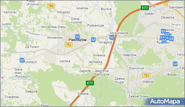 mapa Gniewce, Gniewce na mapie Targeo