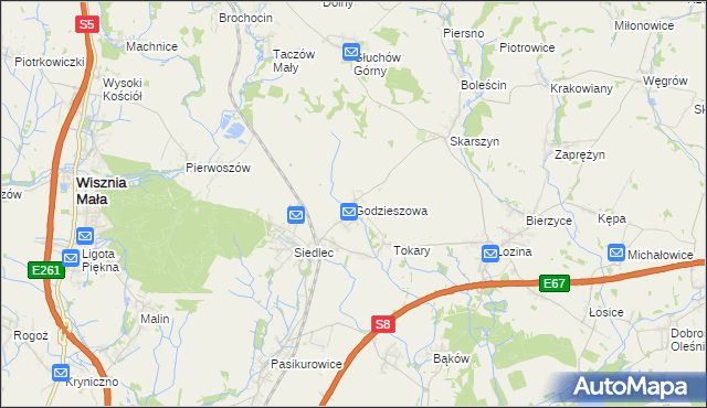 mapa Godzieszowa, Godzieszowa na mapie Targeo