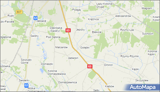 mapa Gołąbki gmina Łuków, Gołąbki gmina Łuków na mapie Targeo