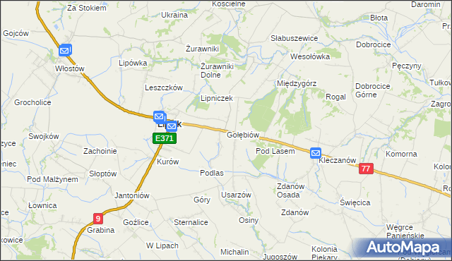 mapa Gołębiów gmina Lipnik, Gołębiów gmina Lipnik na mapie Targeo