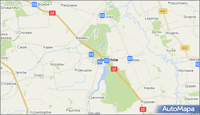 mapa Gołuchów powiat pleszewski, Gołuchów powiat pleszewski na mapie Targeo