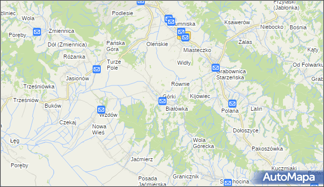 mapa Górki gmina Brzozów, Górki gmina Brzozów na mapie Targeo