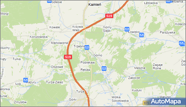 mapa Górno gmina Sokołów Małopolski, Górno gmina Sokołów Małopolski na mapie Targeo