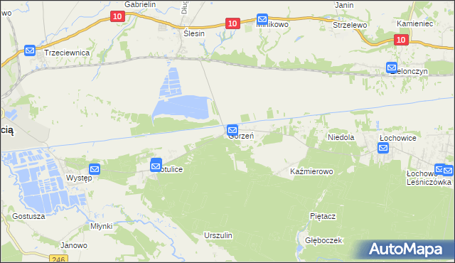 mapa Gorzeń gmina Nakło nad Notecią, Gorzeń gmina Nakło nad Notecią na mapie Targeo