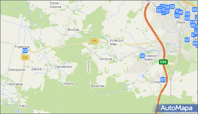 mapa Gorzyca gmina Lubin, Gorzyca gmina Lubin na mapie Targeo