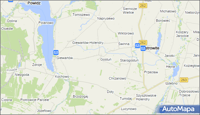 mapa Gostuń, Gostuń na mapie Targeo