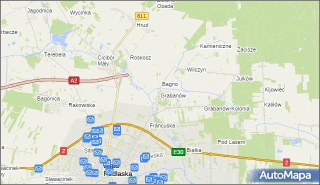 mapa Grabanów, Grabanów na mapie Targeo