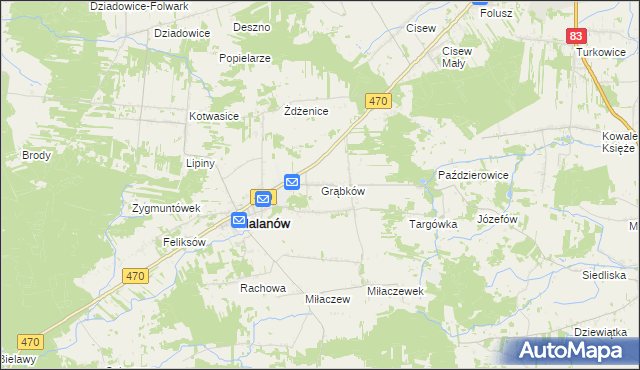 mapa Grąbków, Grąbków na mapie Targeo