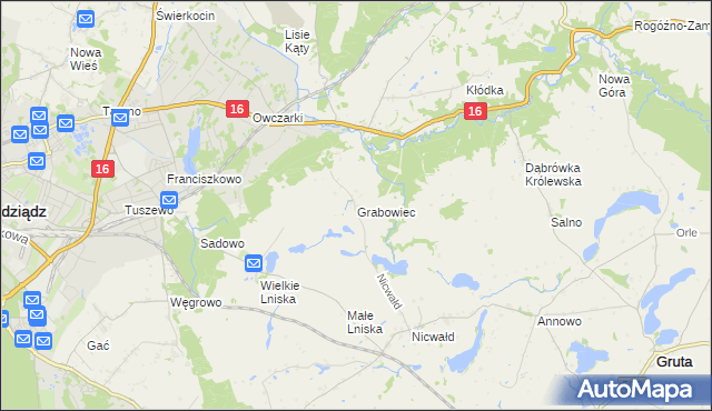 mapa Grabowiec gmina Grudziądz, Grabowiec gmina Grudziądz na mapie Targeo