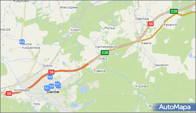 mapa Gracz, Gracz na mapie Targeo