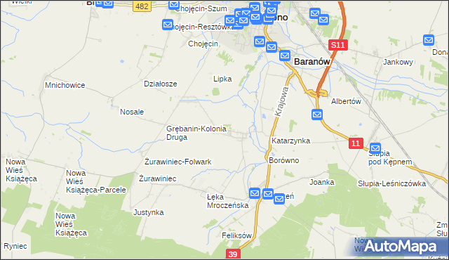 mapa Grębanin, Grębanin na mapie Targeo