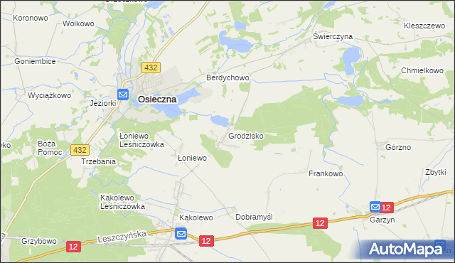 mapa Grodzisko gmina Osieczna, Grodzisko gmina Osieczna na mapie Targeo