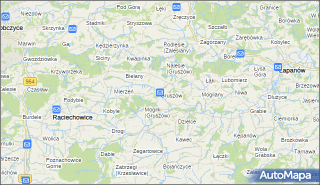 mapa Gruszów gmina Raciechowice, Gruszów gmina Raciechowice na mapie Targeo