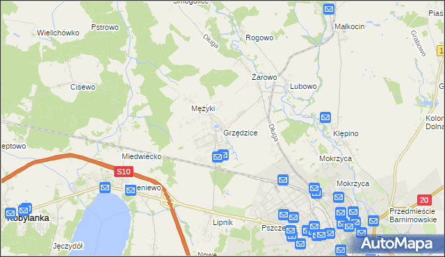 mapa Grzędzice, Grzędzice na mapie Targeo