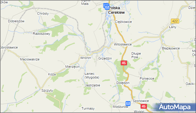 mapa Grzędzin, Grzędzin na mapie Targeo