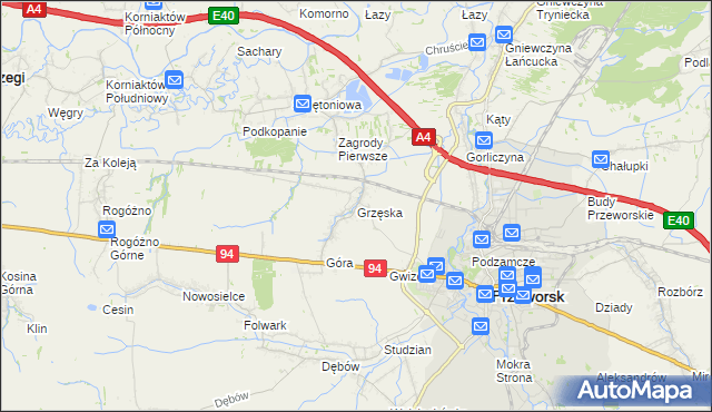 mapa Grzęska, Grzęska na mapie Targeo