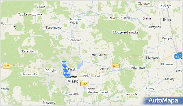 mapa Henrykowo gmina Nowe Miasto, Henrykowo gmina Nowe Miasto na mapie Targeo