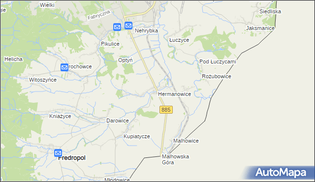 mapa Hermanowice, Hermanowice na mapie Targeo