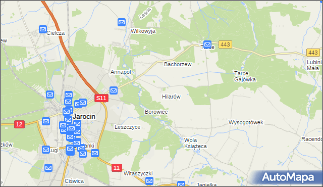 mapa Hilarów gmina Jarocin, Hilarów gmina Jarocin na mapie Targeo