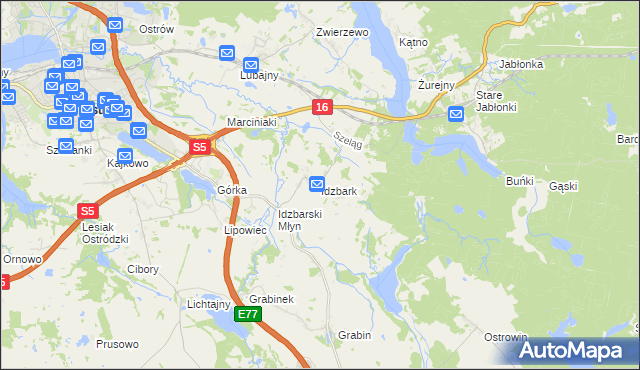 mapa Idzbark, Idzbark na mapie Targeo