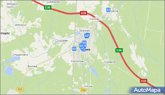 mapa Iłowa powiat żagański, Iłowa powiat żagański na mapie Targeo