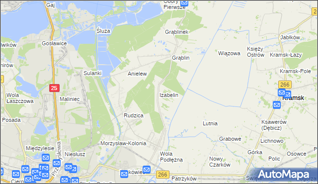 mapa Izabelin gmina Kramsk, Izabelin gmina Kramsk na mapie Targeo