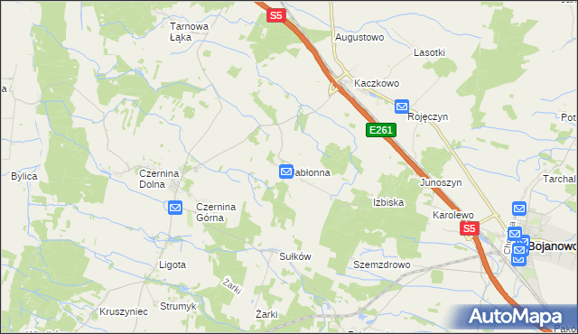 mapa Jabłonna gmina Rydzyna, Jabłonna gmina Rydzyna na mapie Targeo