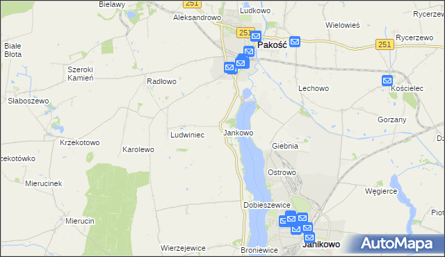 mapa Jankowo gmina Pakość, Jankowo gmina Pakość na mapie Targeo